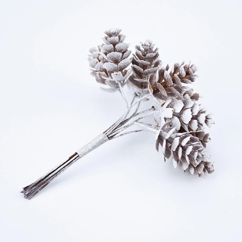 10pcs/Bundle Artificial Plants Fake Pine Cone Decorative Flowers Wreaths Christmas Home Decor Diy Wedding Handmade Pompon