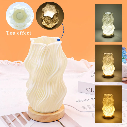 Usb Led 3d Pleated Table Desk Lamp Bedside Nightstand Lamps Dimmable For Bedroom Vintage Small Home Decor Modern Decorative Shop