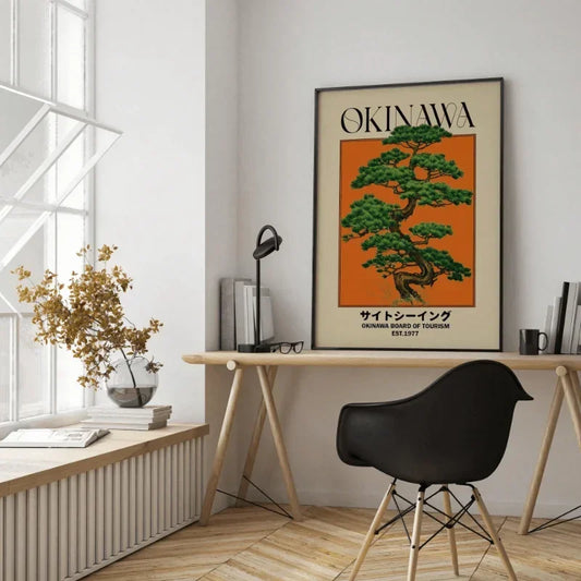 Japanese Retro Okinawa Travel Iconic Trees Canvas Print Poster Vintage Classic Art Print Living Room Home Decor Art Poster Gifts