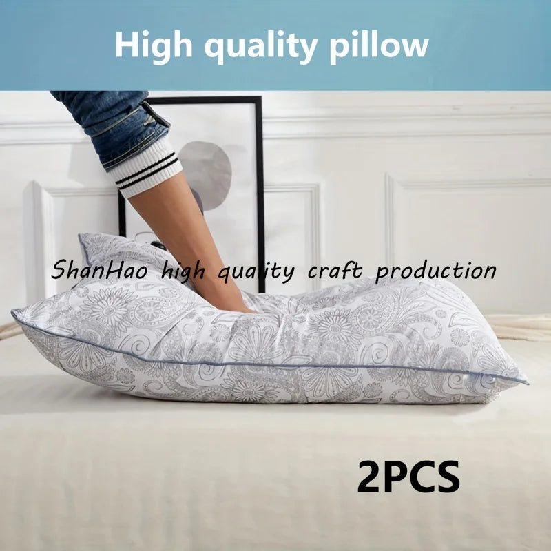 2pc high quality brushed texture patterned sleep pillow, star rated hotel grade patterned pillow core classical patterned pillow