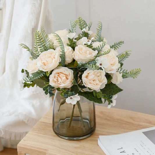 1/3PCS Artificial Flowers Vase Home Room Table Decoration Festival Wedding Bridal Bouquet Outdoor Garden Diy Gift Box Silk Peony