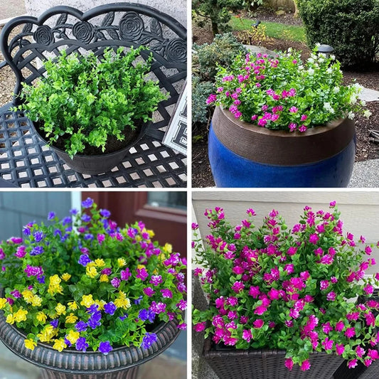 1 PC Artificial Plastic Flowers Fake Eucalyptus Plant Wedding Arch Wreath Home RoomOrnamental Flowerpot Festival Scrapbook Decor