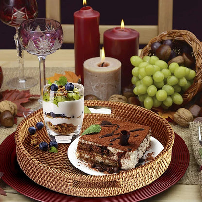 Hand-woven Rattan Wicker Basket Fruit Tea Snack Bread Basket Cosmetic Rectangular Storage Box Household Kitchen Supplies