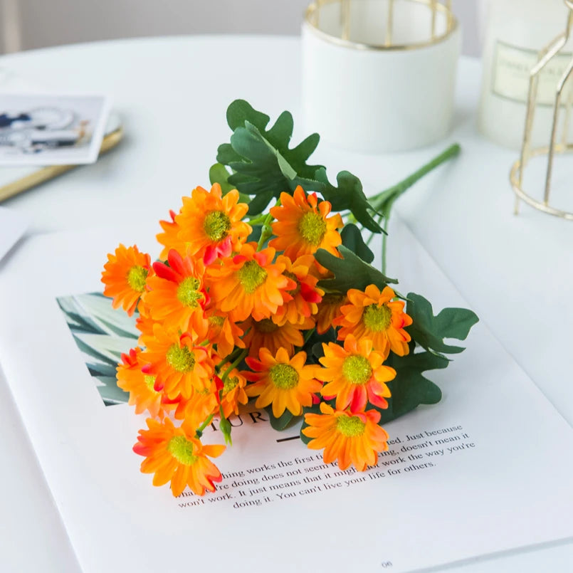 21 Heads Artificialflower Autumn Silk Daisy Bouquet Decor Vase Home Wedding Decor Household Products Holiday Party DIY gift box