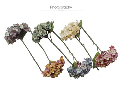 Artificial Flowers Silk Hydrangea Vase for Home Decoration Accessories Wedding Decorative Fake Plants Christmas Garland Material