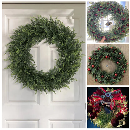 SIA FLOWER Cedar Artificial Flower Ring PE Material Cedar Grass Ring Artificial Plants Garden Decor Home Decor