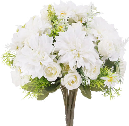 1PC Artificial Rose Flowers Wedding Home Bedroom Decor Bridal Bouquet Garden Fake Silk Dahlia Hydrangeas Vase for Board Outdoors