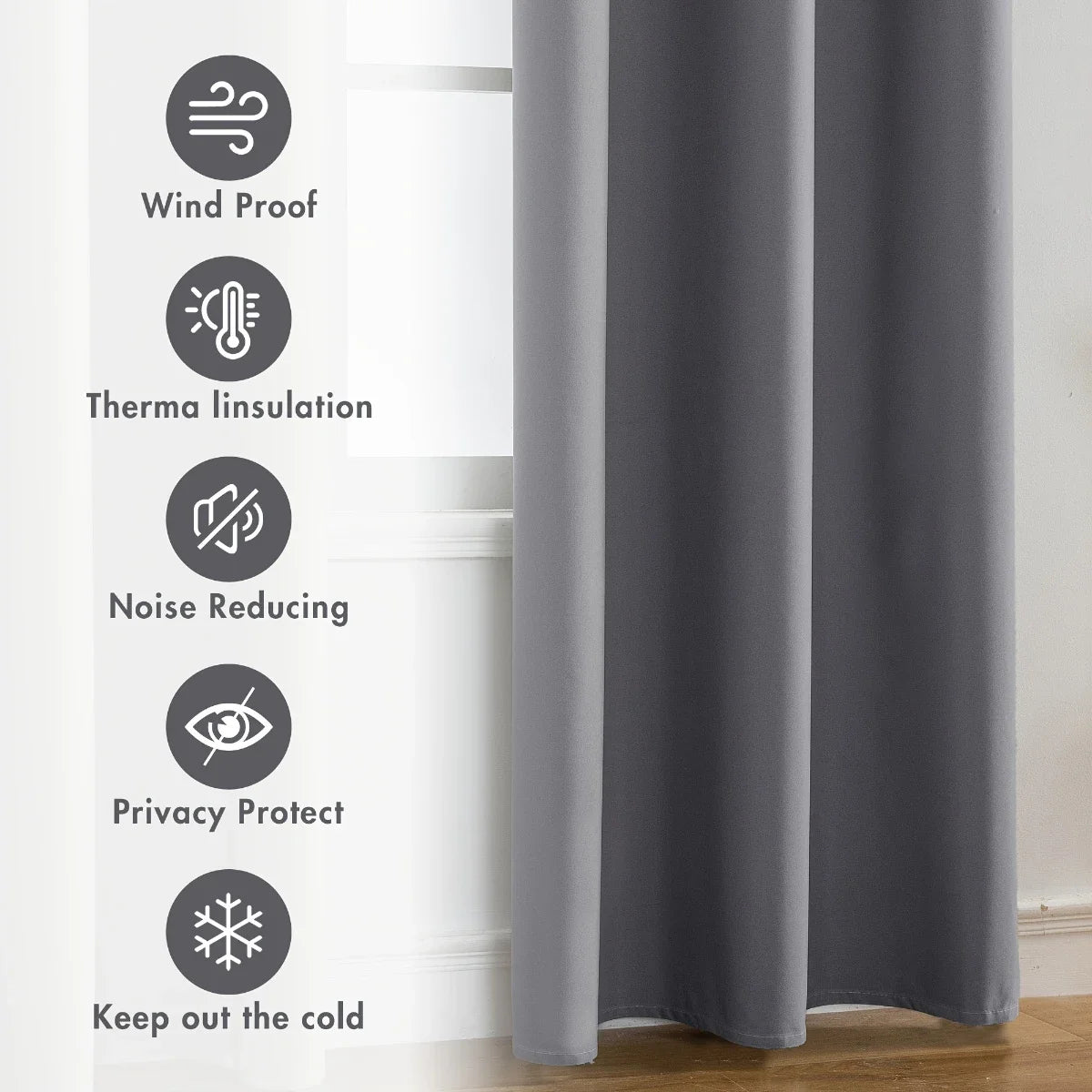 2pcs Modern 100% Blackout Curtain with Coated Lining, Curains for Bedroom, Living Room, Dining Room, Bathroom, Home Decor