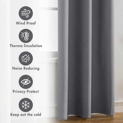 2pcs Modern 100% Blackout Curtain with Coated Lining, Curains for Bedroom, Living Room, Dining Room, Bathroom, Home Decor