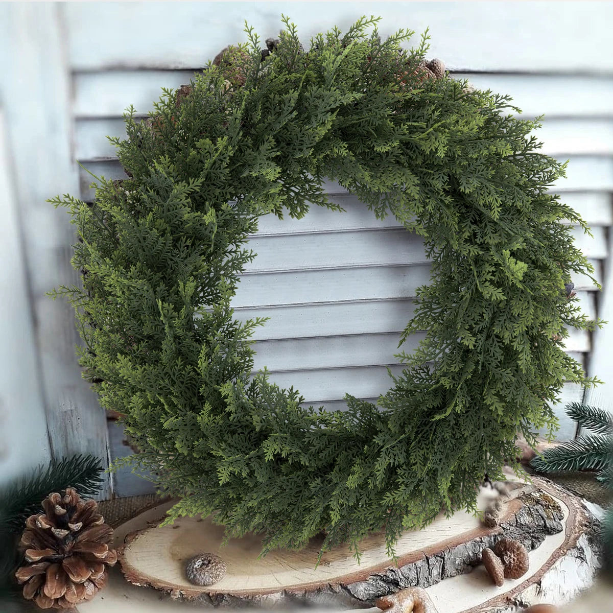 SIA FLOWER Cedar Artificial Flower Ring PE Material Cedar Grass Ring Artificial Plants Garden Decor Home Decor