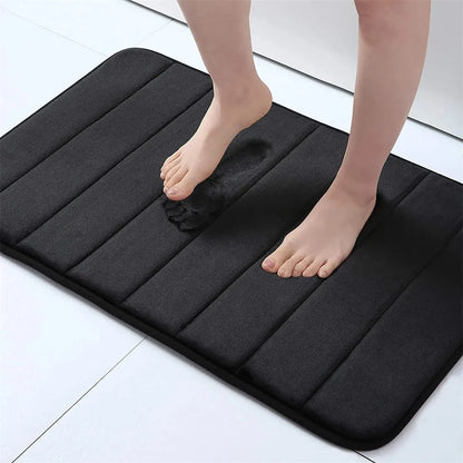 Olanly Silicone Bath Mat Non-Slip Shower Bathroom Rug Memory Foam Carpet Soft Foot Mat Stone Floor Super Absorbent Quick Dry Rug
