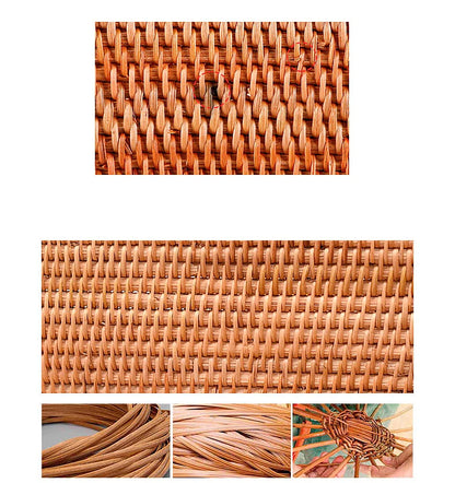 Handwoven Rattan Storage Box with Handle Wicker Ornament Box Tea set Container Picnic Bread Fruit Cake Basket Kitchen Organizer