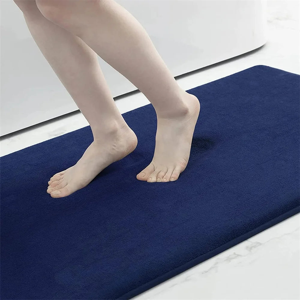 Olanly Silicone Bath Mat Non-Slip Shower Bathroom Rug Memory Foam Carpet Soft Foot Mat Stone Floor Super Absorbent Quick Dry Rug