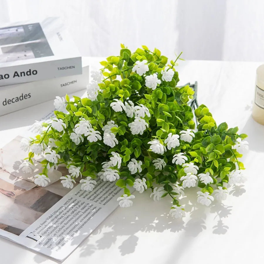 1 PC Artificial Plastic Flowers Fake Eucalyptus Plant Wedding Arch Wreath Home RoomOrnamental Flowerpot Festival Scrapbook Decor