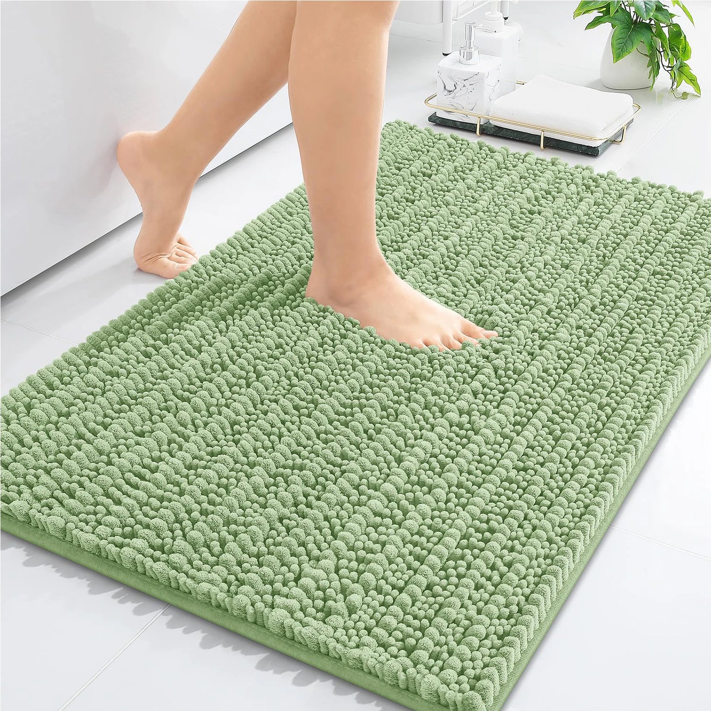 Kitinjoy Chenille Bathroom Mats Extra Thick Absorbent  Non-Slip Bath Rugs Machine Wash Plush Carpet Living Room Luxry Floor Mats
