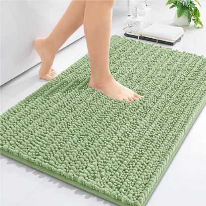 Kitinjoy Chenille Bathroom Mats Extra Thick Absorbent  Non-Slip Bath Rugs Machine Wash Plush Carpet Living Room Luxry Floor Mats