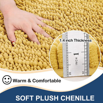 Kitinjoy Chenille Bathroom Mats Extra Thick Absorbent  Non-Slip Bath Rugs Machine Wash Plush Carpet Living Room Luxry Floor Mats