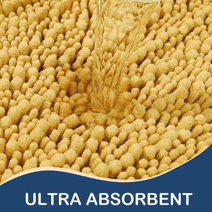 Kitinjoy Chenille Bathroom Mats Extra Thick Absorbent  Non-Slip Bath Rugs Machine Wash Plush Carpet Living Room Luxry Floor Mats