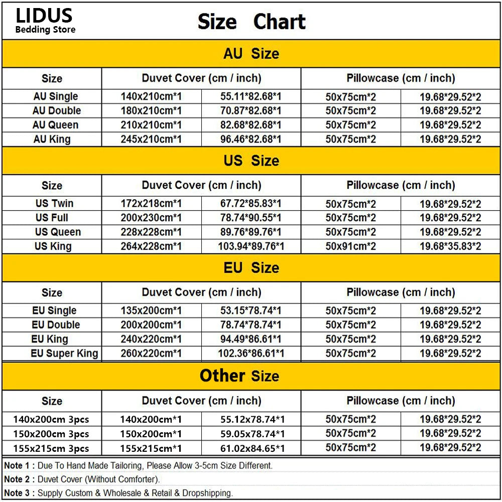 Bedding Set Duvet Cover Pillowcases Comforter/Quilt/Blanket Cover Luxury 3D HD Quality Printed Reactive Queen Single Leaf