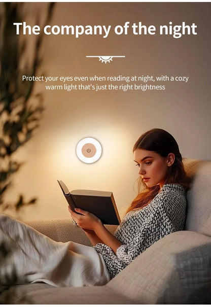 Round Led Wall Lamp Rechargeable Night Light with Touch Switch Dimmable Magnetic Book Light for Reading Bedroom Cabinet Closet