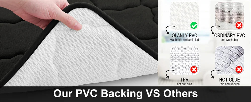 Olanly Silicone Bath Mat Non-Slip Shower Bathroom Rug Memory Foam Carpet Soft Foot Mat Stone Floor Super Absorbent Quick Dry Rug