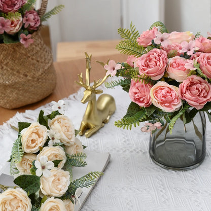 1/3PCS Artificial Flowers Vase Home Room Table Decoration Festival Wedding Bridal Bouquet Outdoor Garden Diy Gift Box Silk Peony