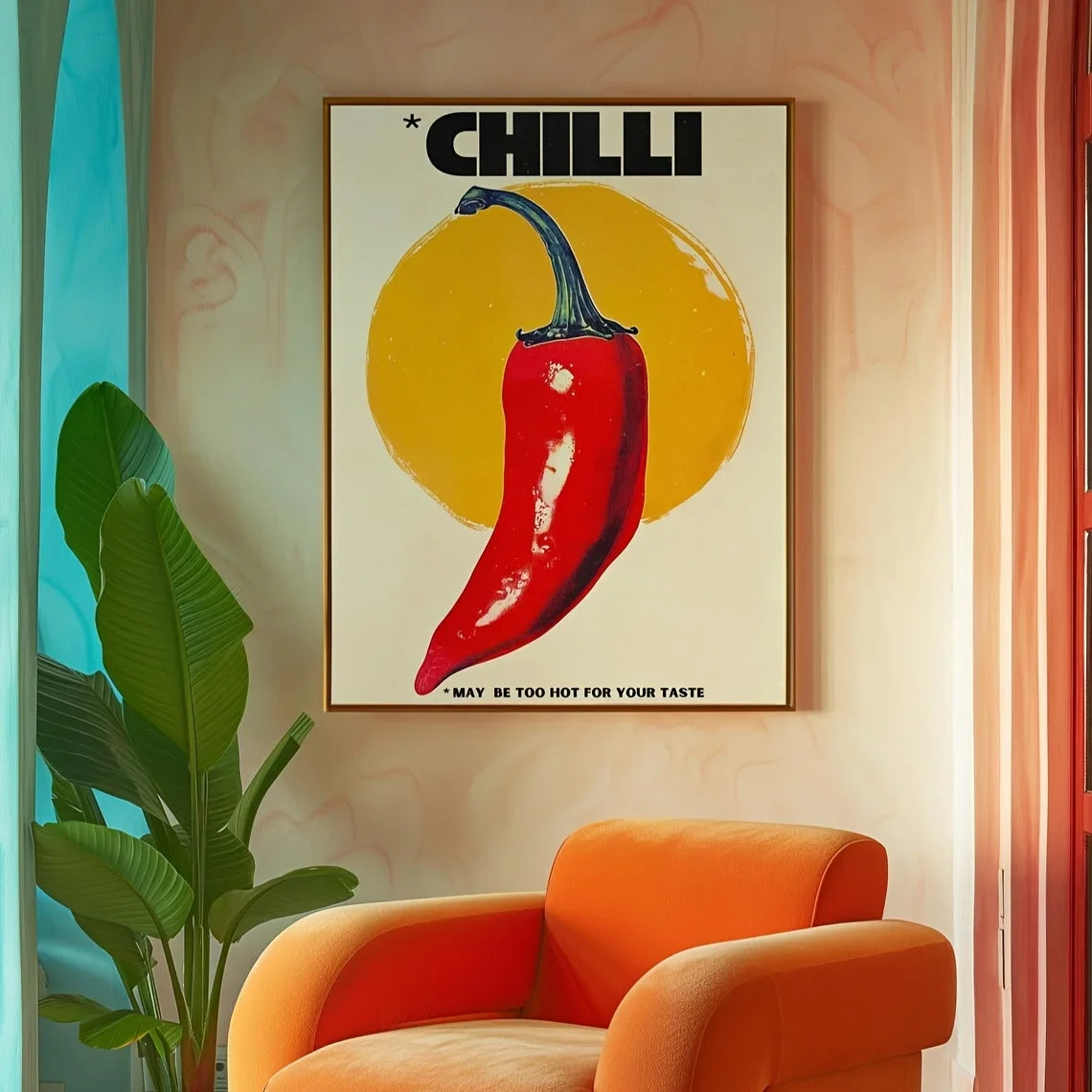 Amore Green Striped Canvas Printing Vino Wine Glass & Pepper Wall Art Poster Modern Living Room Bedroom Kitchen Home Decor Gifts