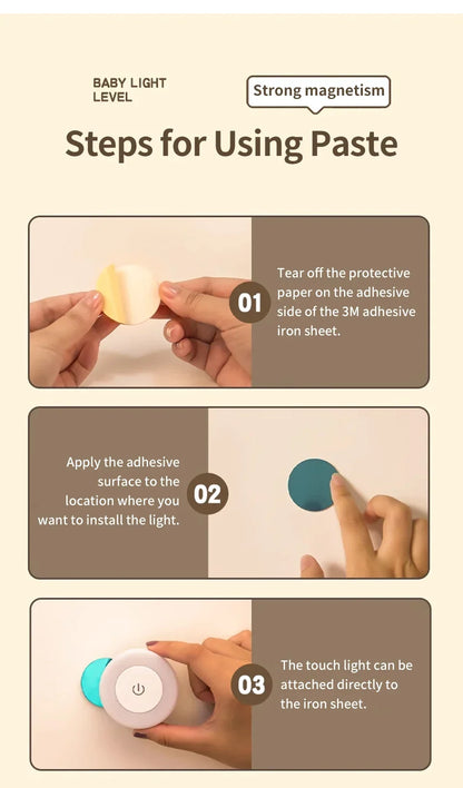 Round Led Wall Lamp Rechargeable Night Light with Touch Switch Dimmable Magnetic Book Light for Reading Bedroom Cabinet Closet