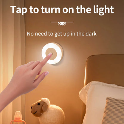Round Led Wall Lamp Rechargeable Night Light with Touch Switch Dimmable Magnetic Book Light for Reading Bedroom Cabinet Closet