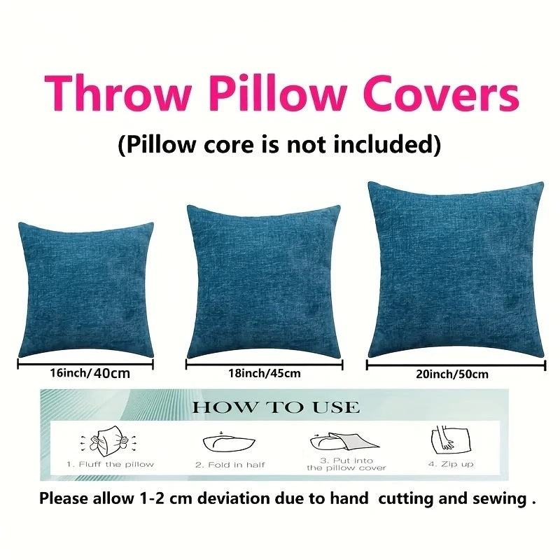 Cordury Pillow Covers - Modern Decorative Cushion Cases with Zipper Closure, Machine Washable, No inserts included