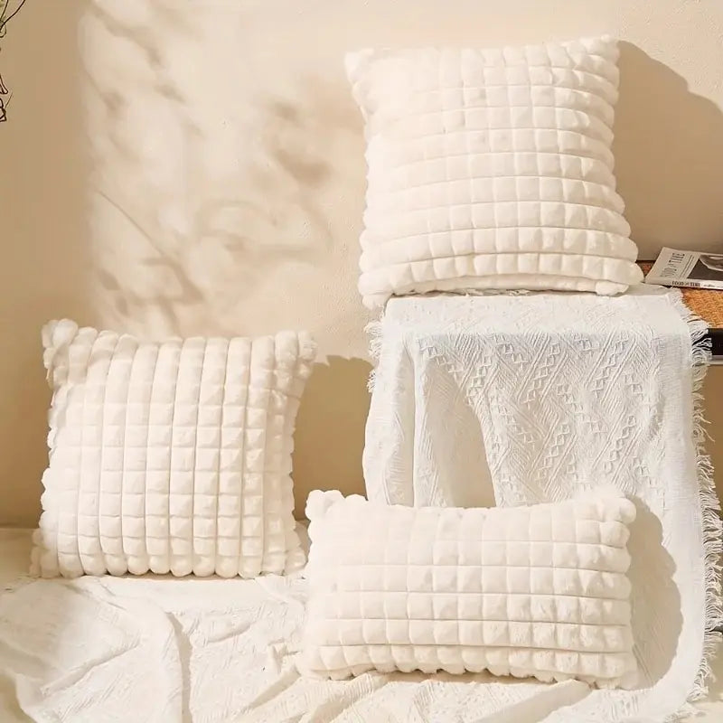 1PCS Imitation Rabbit Plush Throw Pillow Case Living Room Sofa ThrowPillow Cushion Office Solid Color Waist Pillow Bedroom