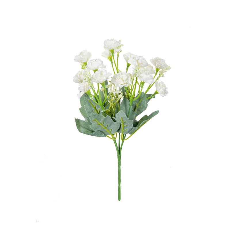 5 Forks 15 Heads Artificial Flowers Small Carnation Festival Wreath Accessories Home Living Room Table Bonsai Wedding Decoration