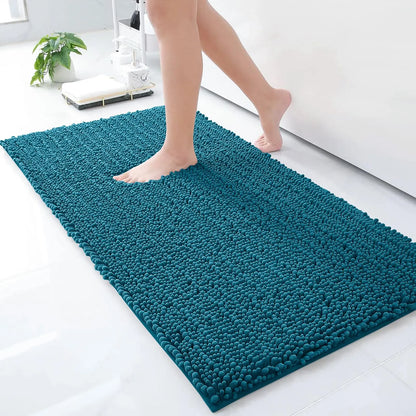 Kitinjoy Chenille Bathroom Mats Extra Thick Absorbent  Non-Slip Bath Rugs Machine Wash Plush Carpet Living Room Luxry Floor Mats