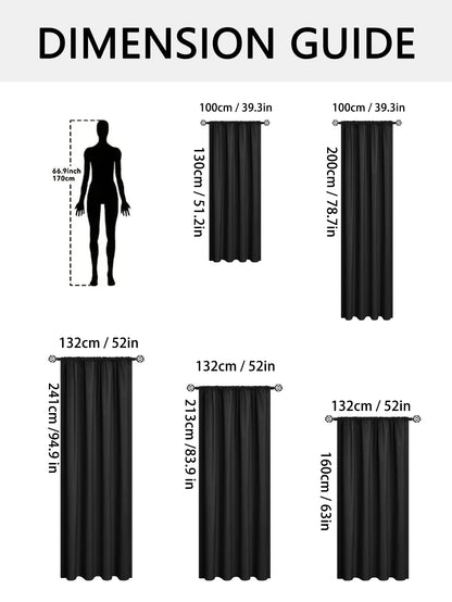1pc 100% Blackout Curtain with Rod Pocket, Curtains for Living Room, Bedroom, Kitchen, Window Curtain, Drapes in Living Room