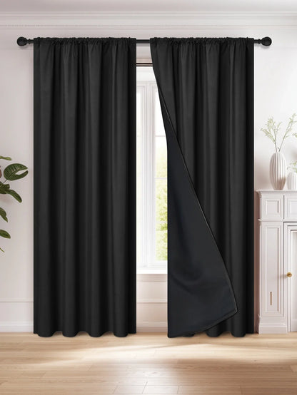 1pc 100% Blackout Curtain with Rod Pocket, Curtains for Living Room, Bedroom, Kitchen, Window Curtain, Drapes in Living Room