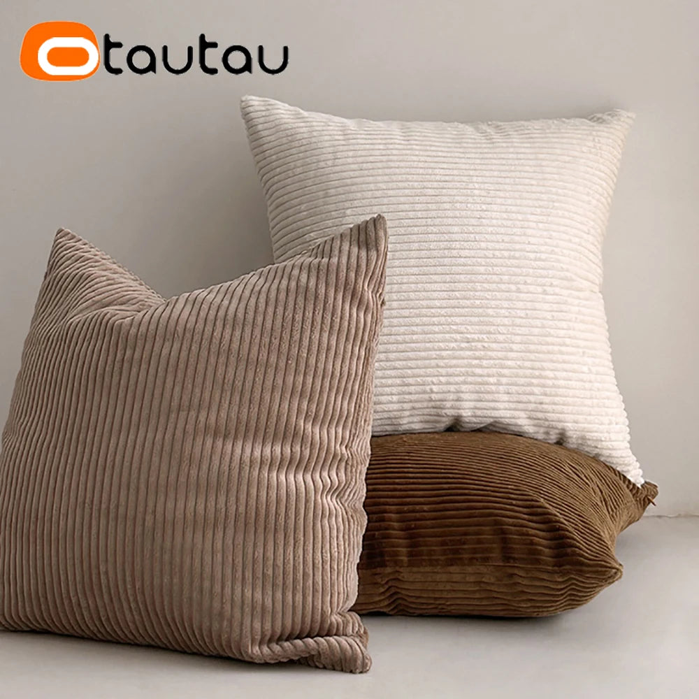 OTAUTAU Cotton Corduroy Cushion Cover Without Insert Throw Pillowcase 30x50/40x40/45x45/50x50/55x50/60x60cm KD024