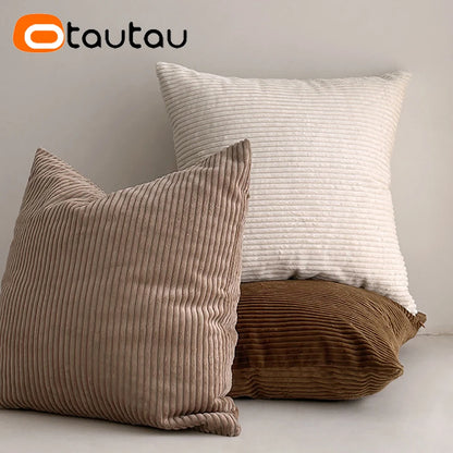 OTAUTAU Cotton Corduroy Cushion Cover Without Insert Throw Pillowcase 30x50/40x40/45x45/50x50/55x50/60x60cm KD024