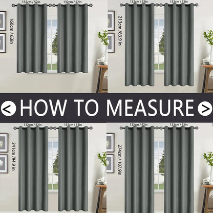 2pcs Modern 100% Blackout Curtain with Coated Lining, Curains for Bedroom, Living Room, Dining Room, Bathroom, Home Decor