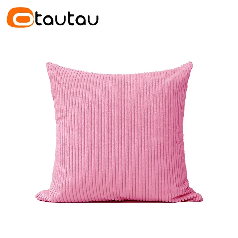 OTAUTAU Cotton Corduroy Cushion Cover Without Insert Throw Pillowcase 30x50/40x40/45x45/50x50/55x50/60x60cm KD024