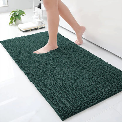 Kitinjoy Chenille Bathroom Mats Extra Thick Absorbent  Non-Slip Bath Rugs Machine Wash Plush Carpet Living Room Luxry Floor Mats