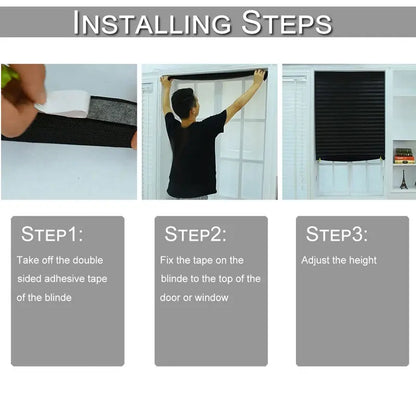 1PC Self-Adhesive Non-Woven Pleated Blinds Folding Curtains For Kitchen Balcony Shades Home Blackout Blinds For Windows Decor