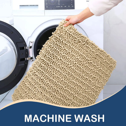 Kitinjoy Chenille Bathroom Mats Extra Thick Absorbent  Non-Slip Bath Rugs Machine Wash Plush Carpet Living Room Luxry Floor Mats