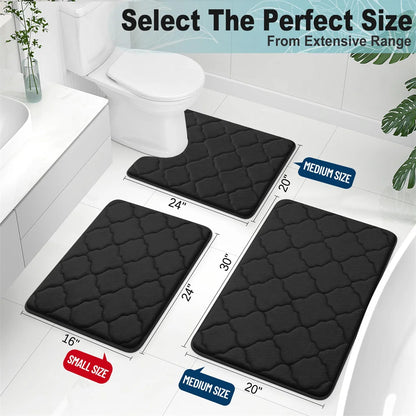 Olanly Silicone Bath Mat Non-Slip Shower Bathroom Rug Memory Foam Carpet Soft Foot Mat Stone Floor Super Absorbent Quick Dry Rug