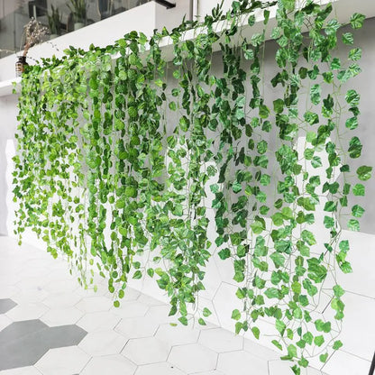 2/4/8/10M Artificial Ivy Leaves Garland Hanging Vines Fake Plants Outdoor Greenery Wall Decor Festival Garden Home Party Decor