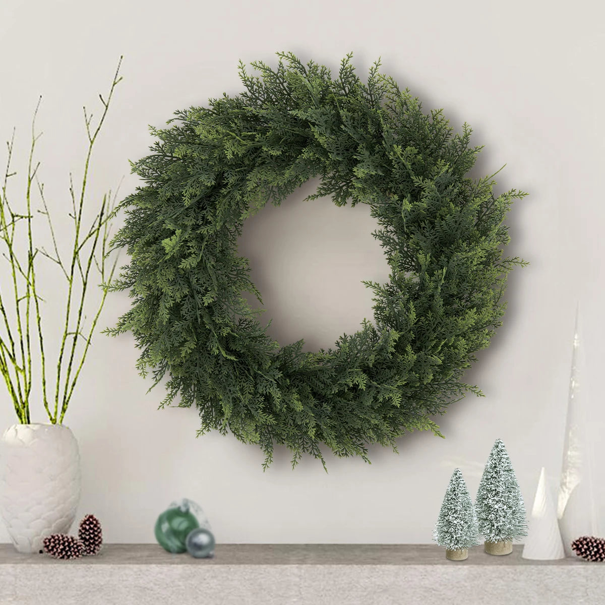 SIA FLOWER Cedar Artificial Flower Ring PE Material Cedar Grass Ring Artificial Plants Garden Decor Home Decor