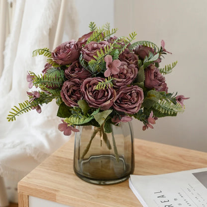 1/3PCS Artificial Flowers Vase Home Room Table Decoration Festival Wedding Bridal Bouquet Outdoor Garden Diy Gift Box Silk Peony