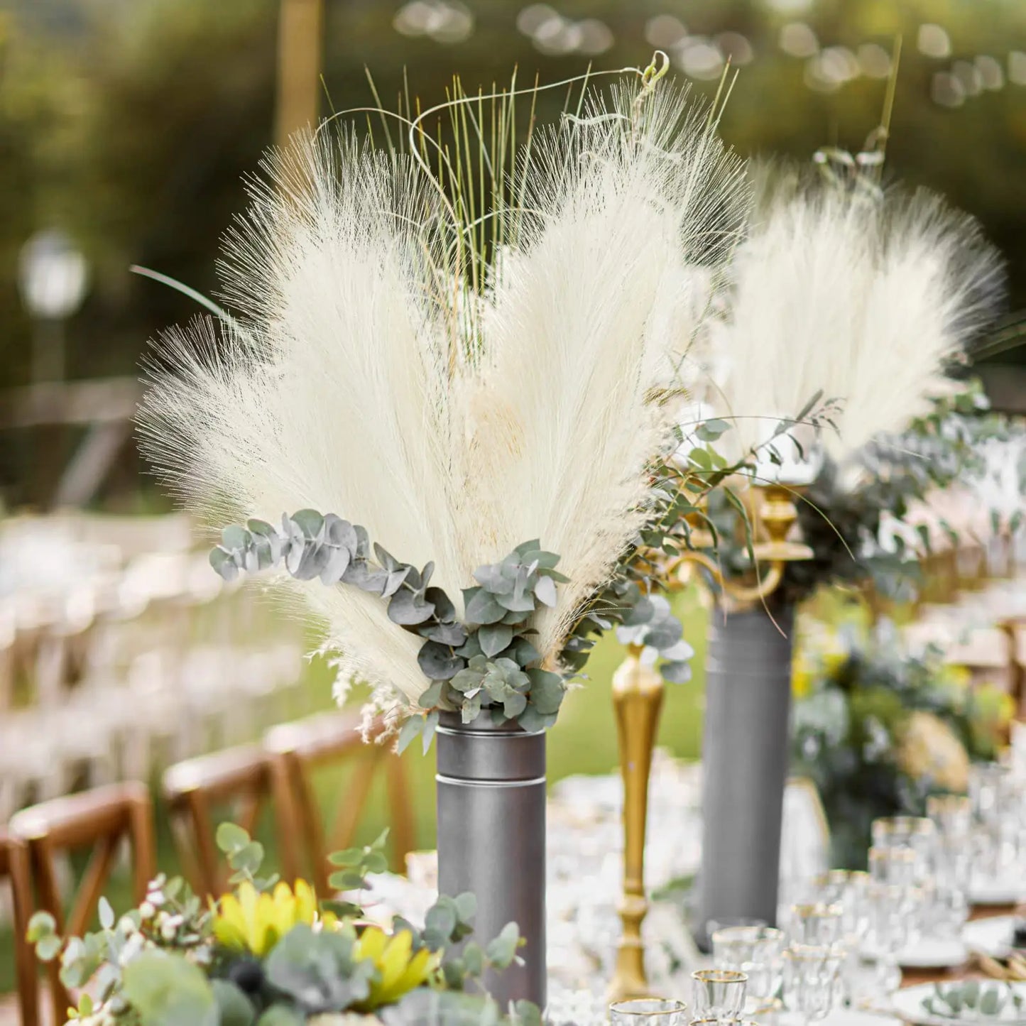10/30 Pcs Artificial Pampas Grass Fluffy Reed Bouquet Boho Decor for Party Room Home Wedding Decoration Table Flower Arrangement