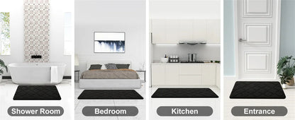 Olanly Silicone Bath Mat Non-Slip Shower Bathroom Rug Memory Foam Carpet Soft Foot Mat Stone Floor Super Absorbent Quick Dry Rug