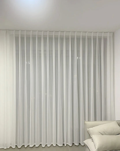 Asazal Solid White Tulle Luxurious Chiffon Sheer Window Curtains For Living Room Modern Voile Organza Drapes Bedroom Decoration