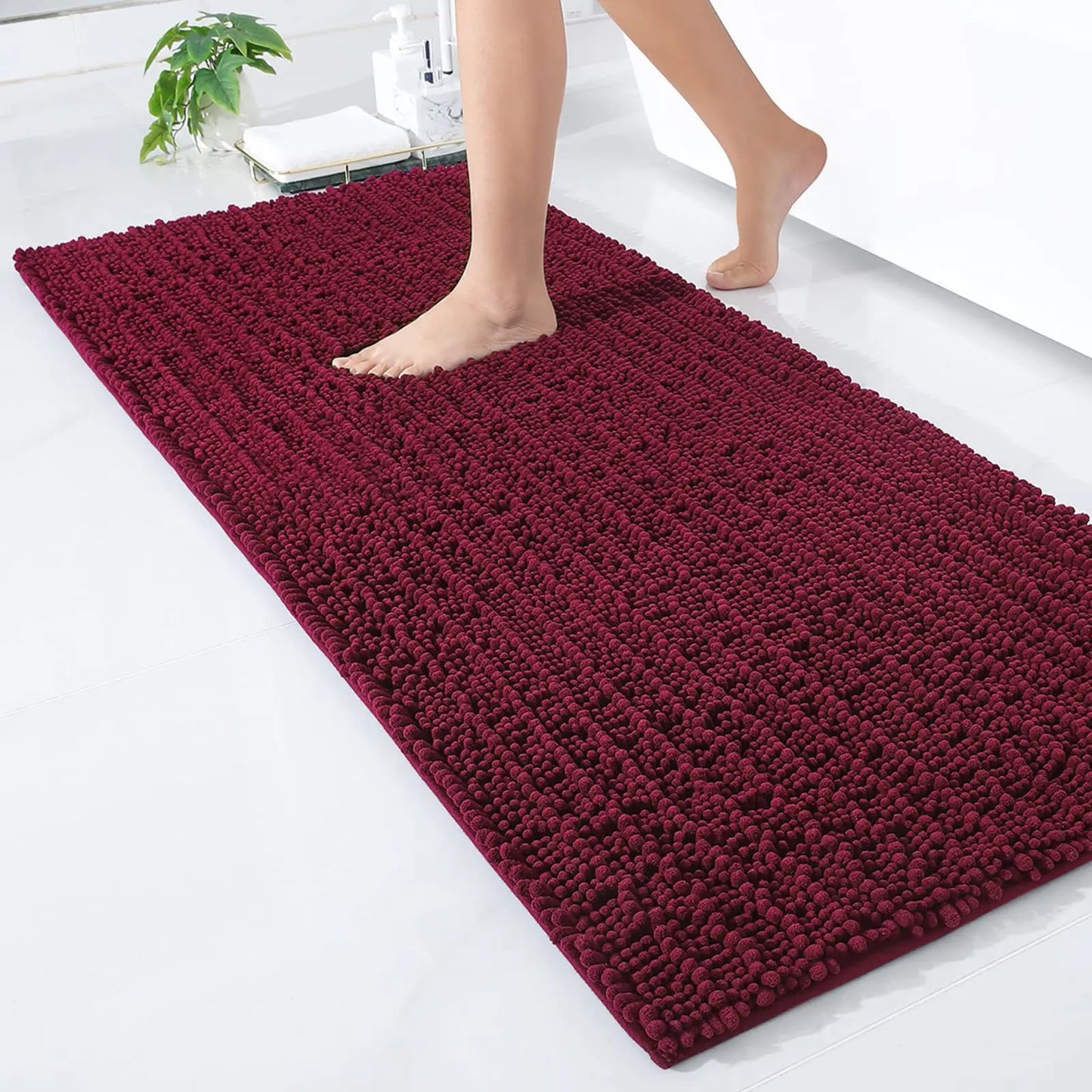 Kitinjoy Chenille Bathroom Mats Extra Thick Absorbent  Non-Slip Bath Rugs Machine Wash Plush Carpet Living Room Luxry Floor Mats